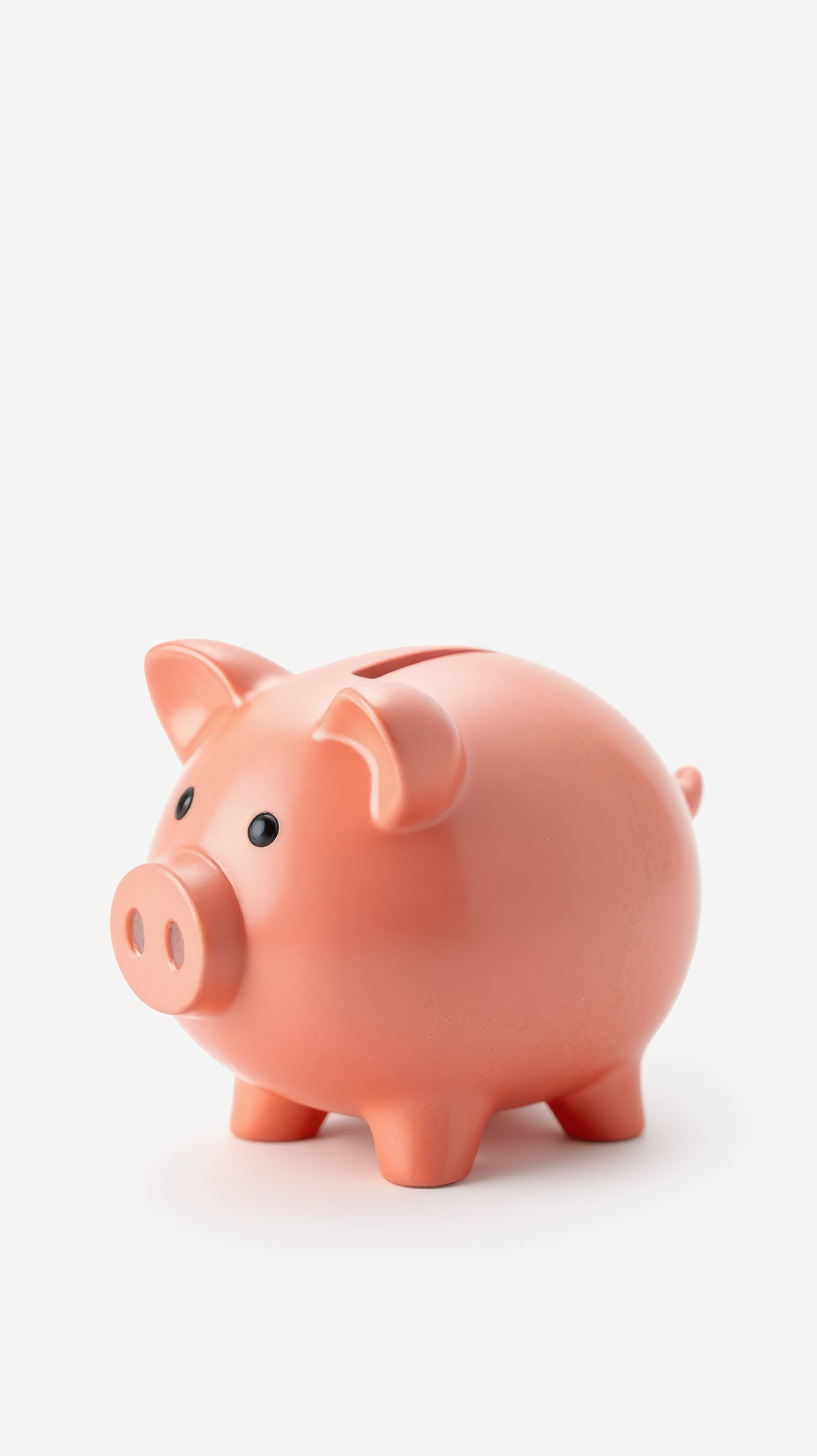 Cute pink piggy bank designed for saving coins and money in a simple and modern style within a minimalistic background